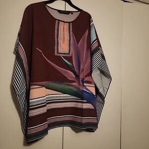 Colleen Lopez Multicolor Striped Tunic with Floral Design